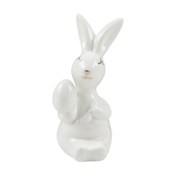 Ceramic Bunny Figurine Set, Cute Tabletop Decorations for Easter Home Decor, Smooth Glossy Finish, Multi-Pose Bunny Ornaments for Shelf Desk, Ornament *1 Piece