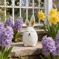 thumbnail image 1 of Ceramic Bunny Figurine, White Porcelain Rabbit Statue for Spring Easter Home Decor, Glossy Glaze Modern Tabletop Decoration for Living Room Shelf Mantel, Gift for Housewarming Holiday, 1 of 5