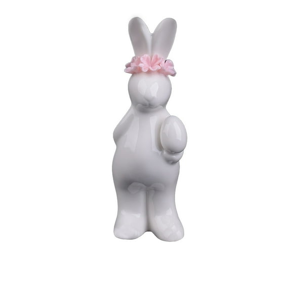 Ceramic Bunny Rabbits Figurine Decor, Porcelain Modern Art Home Decoration, Weddings Crafts Gifts, Easter Gifts, Farmhouse Decorative Rabbit for Tabletop Mantel, Spring Garden Yard Decor