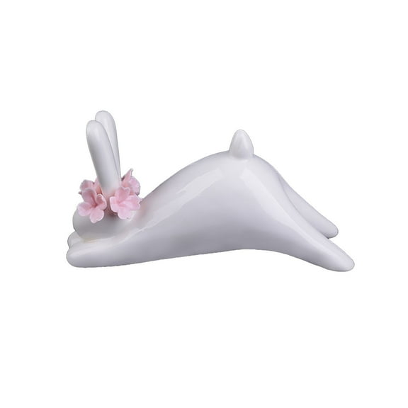 Ceramic Bunny Rabbits Figurine Decor, Porcelain Modern Art Home Decoration, Weddings Crafts Gifts, Easter Gifts, Farmhouse Decorative Rabbit for Tabletop Mantel, Spring Garden Yard Decor