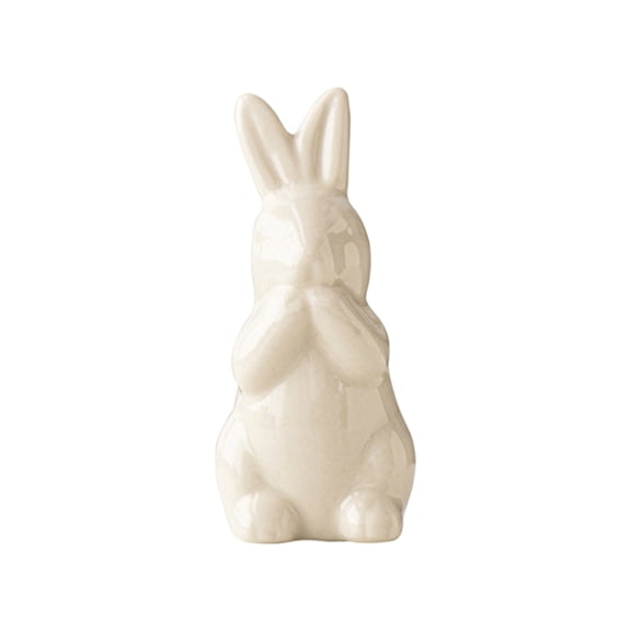 Ceramic Bunny Rabbits Figurine Decor, White Porcelain Modern Tabletop Bookshelf Art Home Statues Decoration for Easter Rabbits Weddings Crafts Ornaments - Small
