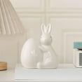 thumbnail image 1 of Ceramic Bunny Statue under $5! Kadlawus Easter Ceramic Bunny Statue, Hugging Eggs Ornament for Home Desktop and Bedroom, Decorative Resin Figurine for Living Room and Office, 1 of 7