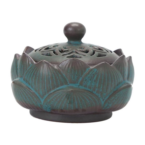 Ceramic Burner Lotus Statue Fragrance Diffuser Ornament Coil Holder Ornament for Office Yoga Room