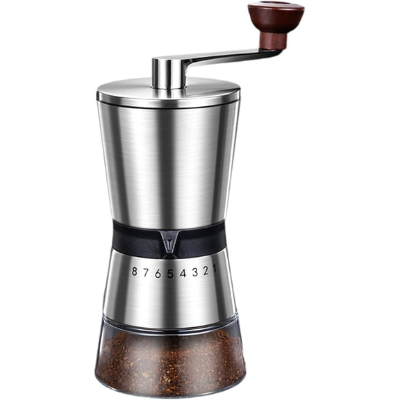 Ceramic Burr Manual Coffee Grinder with 8 Adjustable Coarseness Settings for Cold Brew Espresso Beans French Press Pour Over Drip Stainless Steel Hand Crank Mill Home use or Travel Camping