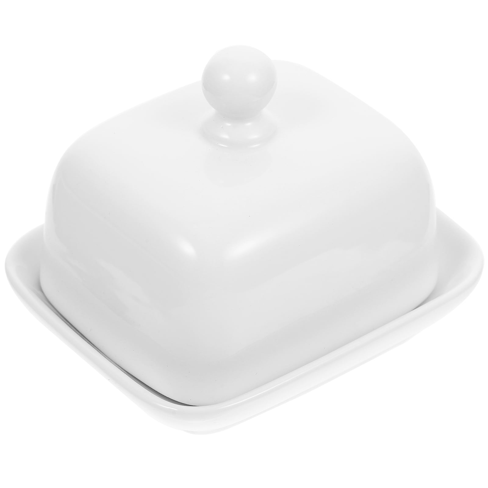 Ceramic Butter Box Cheese Container Mini Fridge Butterbread Freezer Dish with Lid for Countertop