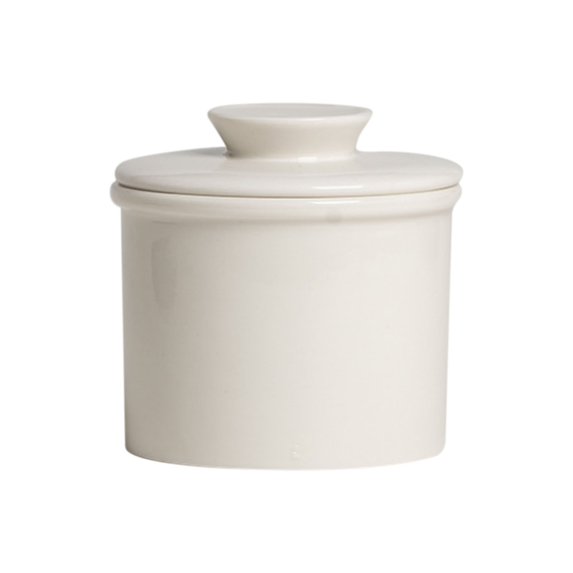 Ceramic Butter Crock with Lid, Yellow Porcelain Countertop Butter Keeper for Soft Spreadable Butter Storage at Room Temperature