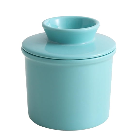 Ceramic Butter Crock with Lid, Yellow Porcelain Countertop Butter Keeper for Soft Spreadable Butter Storage at Room Temperature
