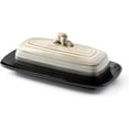 thumbnail image 1 of Ceramic Butter Dish w Handle Midnight Cover and Plate 2-Piece Combo Dark, Contemporary Kitchen Dcor Decorative, Modern Design for Kitchen, Dining Room, 1 of 4
