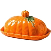 Ceramic Butter Dish with Lid, Kitchen Countertop Butter Keeper, Cute Pumpkin Shape