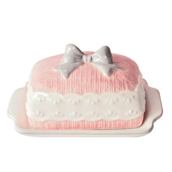 Ceramic Butter Dish with Relief Pattern, Underglaze Color Western Food Tool, Desktop Decoration, Dessert Tray