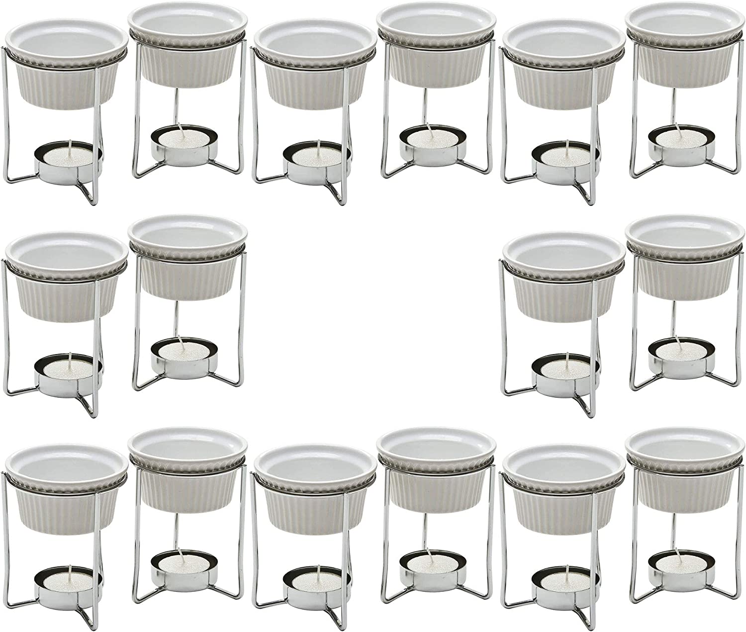 Ceramic Butter Warmer Home Fondue Set With Stands, Candles, And Cups