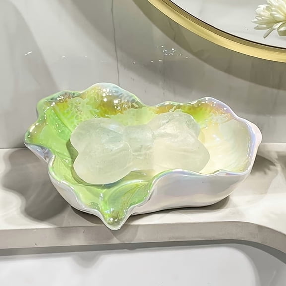 Ceramic Cabbage Soap Dish with Drainage for Bathroom Kitchen Sink