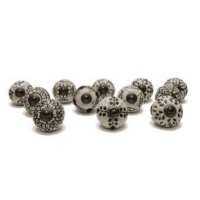 Vriksha Kraft Round Cabinet Knobs Ceramic Off-White with Hardware Fittings 12 Piece 12 Pack