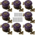 thumbnail image 1 of Ceramic Cabinet Knobs, [4 Pack] Vintage Drawer Knobs with Backplate, Cabinet Pull Handles for Kitchen/Dresser Drawer/Cupboard/Wardrobe, Purple, 1 of 15