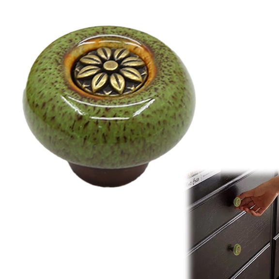 Ceramic Cabinet Knobs,Round Shape Vintage Pull Handles, Vintage Flower Ceramic Knobs Door Handle Cabinet Drawer Pull for Kitchen Cabinets,Door & Drawer,Wardrobe,Cupboard