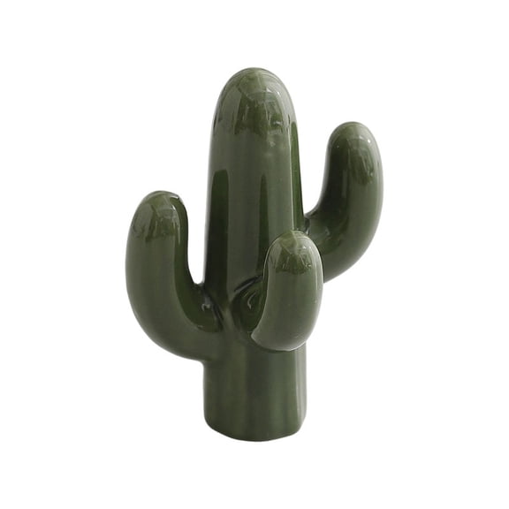 Ceramic Cactus Figurine Small Desk Ornament Modern Home Decor Art Craft For Bookshelf Tabletop Display Green