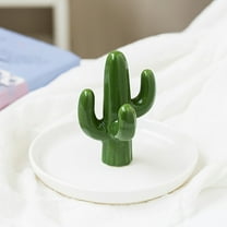 Ceramic Cactus Jewelry Tray Organizer Elegant Ring Holder Dish for Necklace Earrings Trinket Display Desk