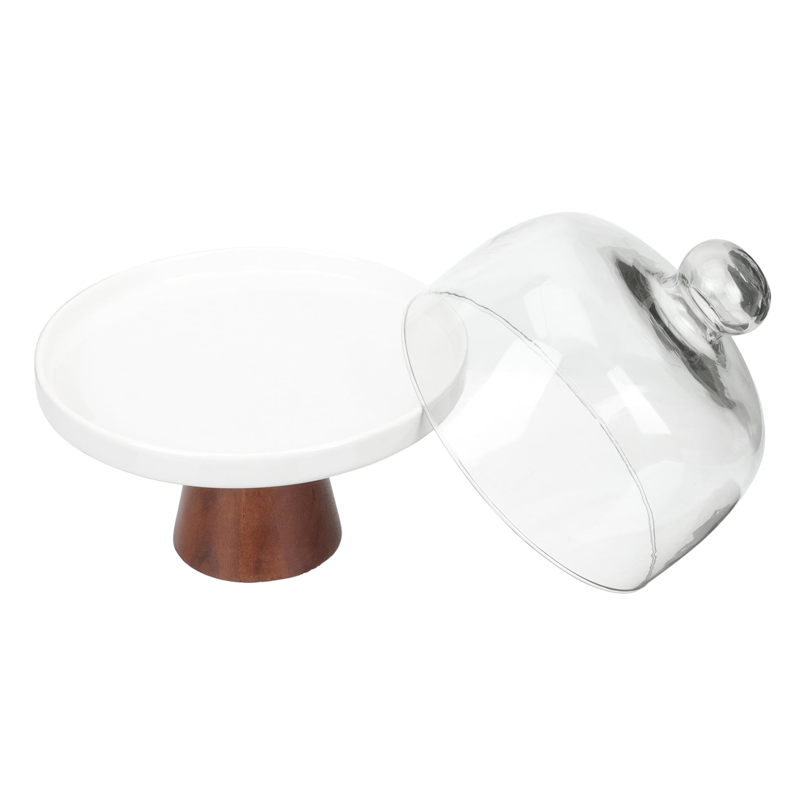 Ceramic Cake Stand with Dome High Foot Food Storage Tray Dessert Tray