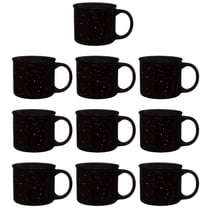 Ceramic Campfire Mug 13 oz. Set of 10, Bulk Pack - Speckled Camping Tea Cups - Black
