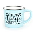 thumbnail image 1 of Ceramic Camping Coffee Mug for Teachers – Coffee Teach Repeat (Mint), 1 of 5