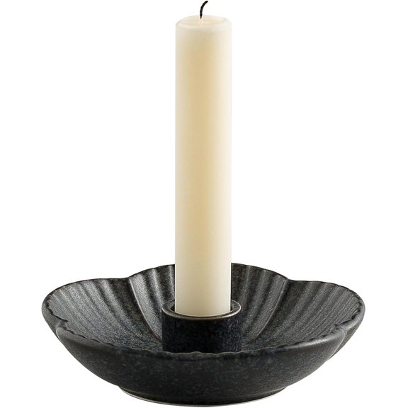 Ceramic Candle Holder, Candlestick Holder for Candles,Incense, Santo Palo, Rustic Vintage Home Decor for Halloween Christmas Weddings, Dining Room Table & Living Room Display (Black)