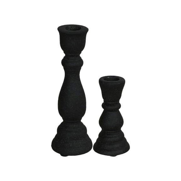 Ceramic Candle Holders Set of 2,Candle Holders Desktop Decoration for Home Decor, Wedding(Black)