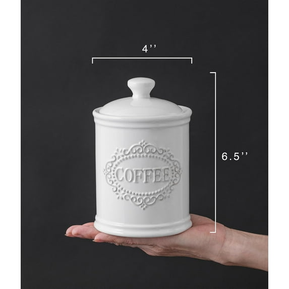 Ceramic Canister Set for Kitchen - Airtight Coffee, Sugar, Tea Storage with Lids, Farmhouse Decor