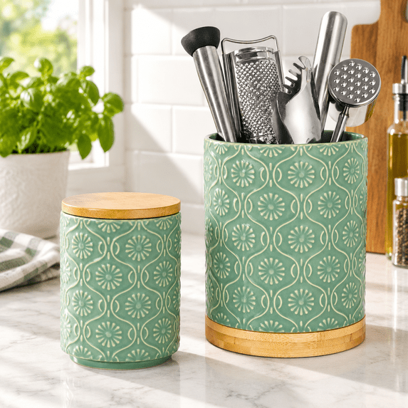 Save Candy Container Ceramic Canister With Airtight Lid Cookie & Coffee For Countertop Food ...
