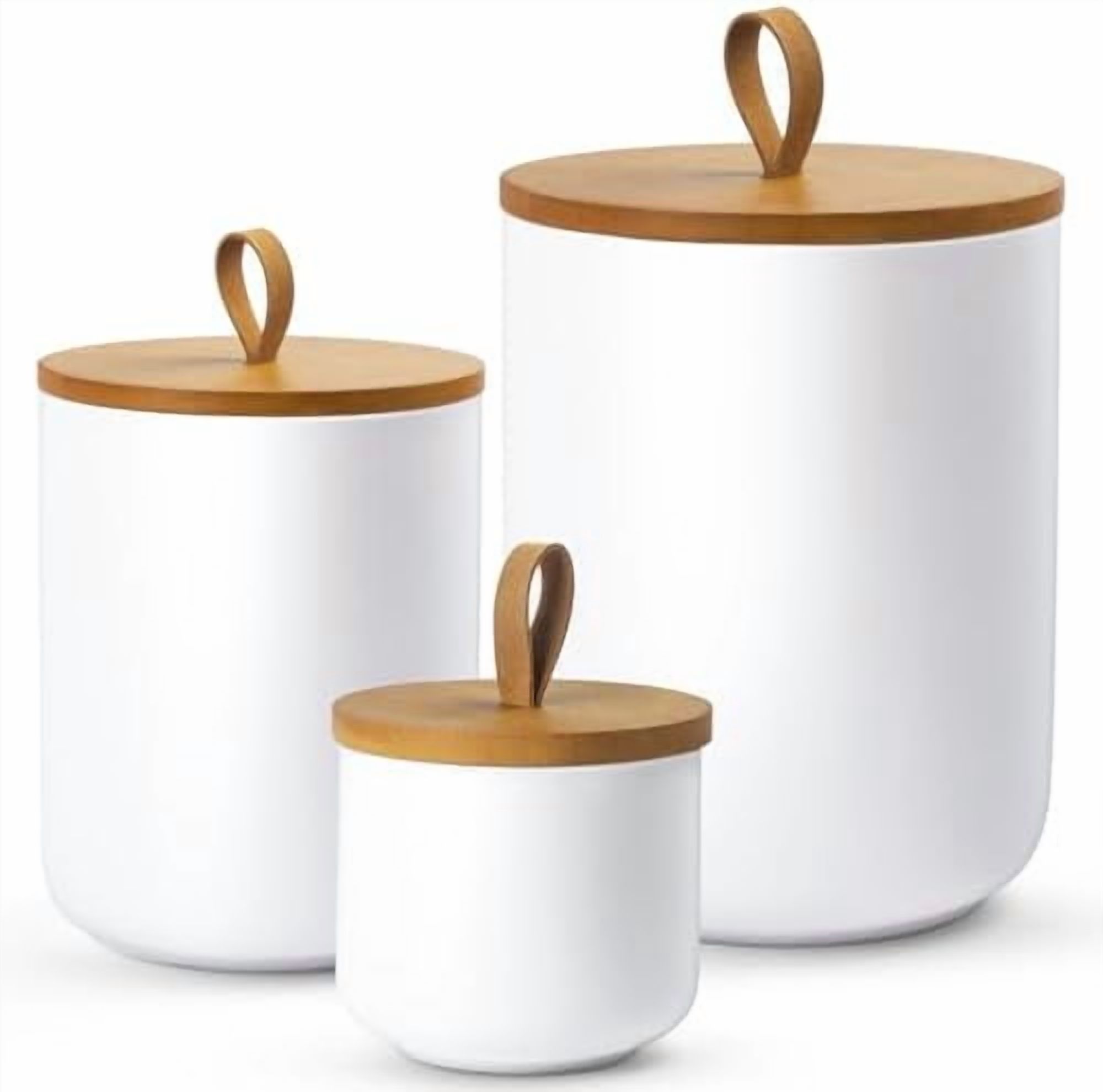Ceramic Canisters Sets for Kitchen, Airtight Canister with Bamboo Lid, Ceramic Coffee Canister Kitchen Canisters for Countertop, Flour and Sugar Containers for Food Storage Jars, White, Set of 3 - Walmart.com