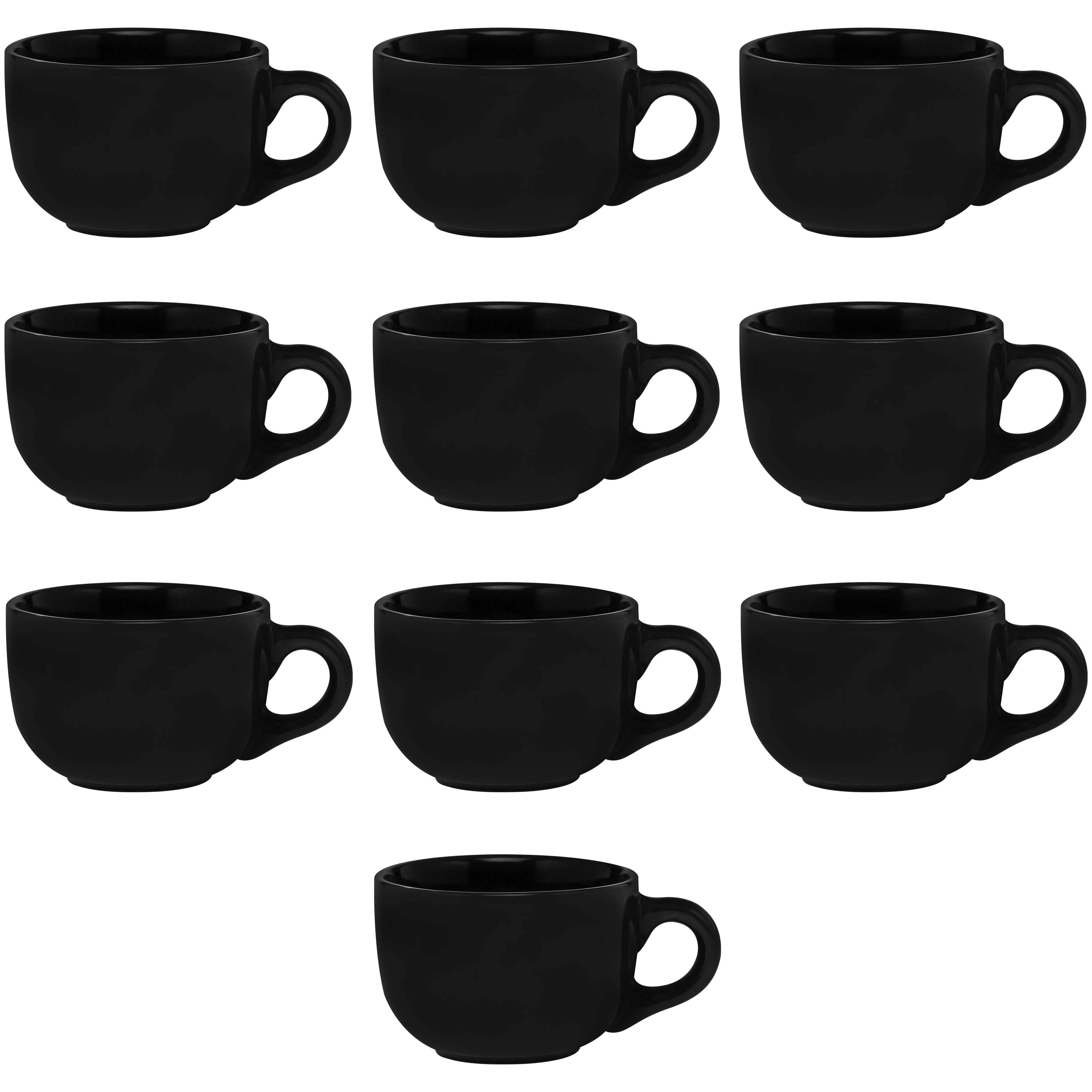 Ceramic Cappuccino Mugs 18 oz. Set of 10, Bulk Pack - Perfect for Coffee, Tea, Espresso, Hot Cocoa, Other Beverages - Black