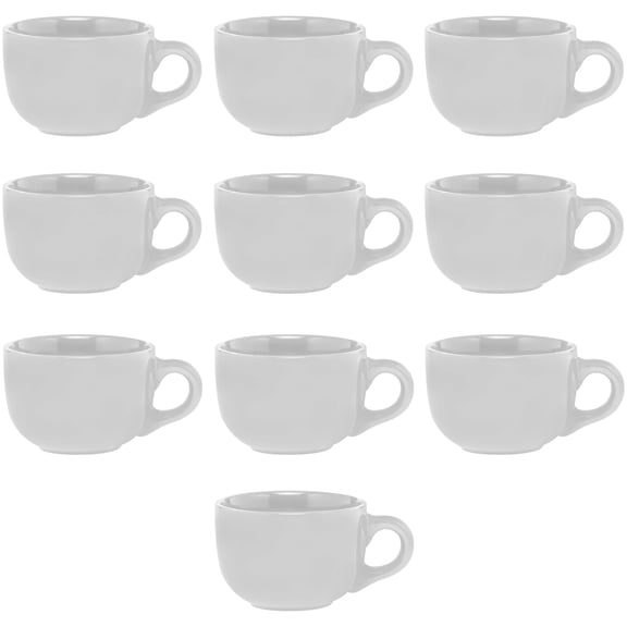 Ceramic Cappuccino Mugs 18 oz. Set of 10, Bulk Pack - Perfect for Coffee, Tea, Espresso, Hot Cocoa, Other Beverages - White
