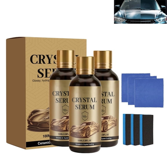 Ceramic Car Coating Kit - Crystal Serum, 9H+ Hardness Professional Ceramic Coating for Car, Advanced Graphene CeramicCoating, Long-Lasting Shine & Easy Maintenance