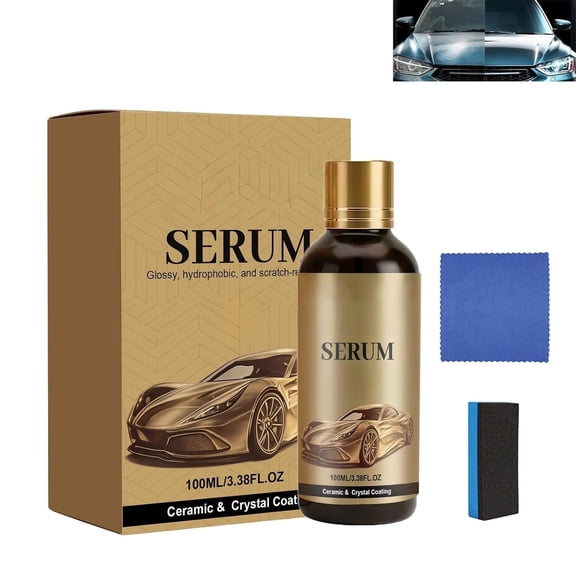 Ceramic Car Coating Kit - Crystal Serum, Ceramic Car Coating Kit, Deep Gloss, 9h+ Hardness, Hydrophobic, Protection for Car Paint, Long-Lasting Shine & Easy Maintenance