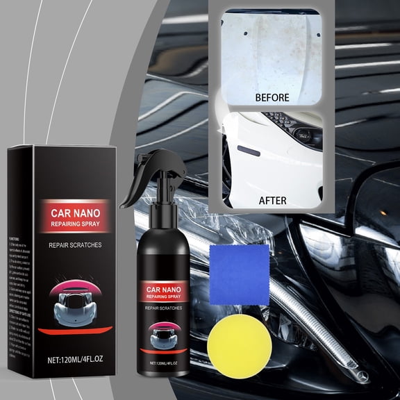 Ceramic Car Coating Spray Kit, Scratch Repair Hydrophobic Polish Sealant, High Gloss Protection for Vehicle Paint Detailing, 4.06 fl oz