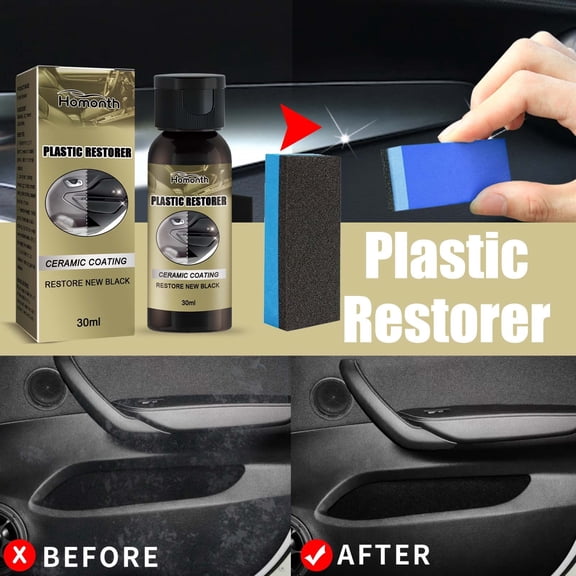 Ceramic Car Plastic Restorer 30ml Restores Faded, Sun-Damaged & Oxidized Trim on Rubber, Vinyl, Metal & Painted Surfaces Easy Wipe-On Formula for UV Protection