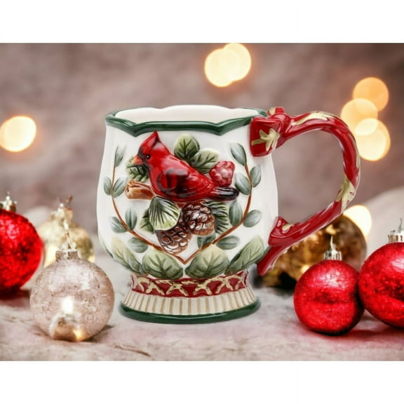 Ceramic Cardinal Bird Christmas Mug 8oz  Mom Holiday