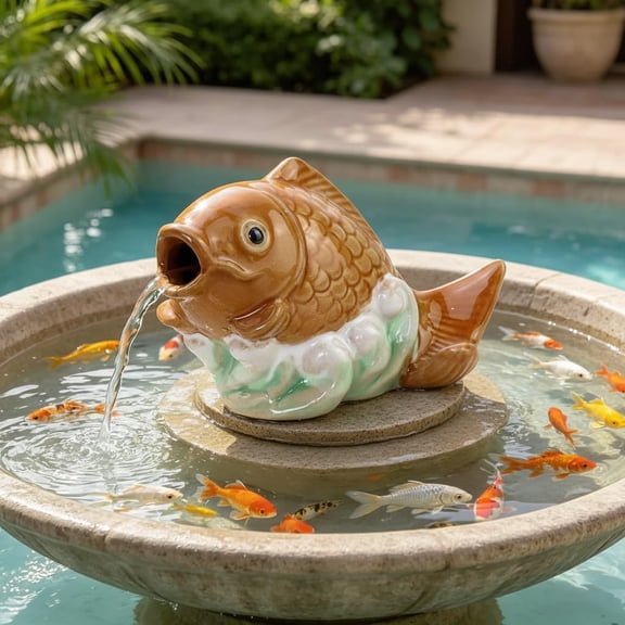 Ceramic Carp Water Spitter Fountain Outdoor Garden Spray Sprinkler for Ponds, Pools & Yard Decor(RL 1 PC)