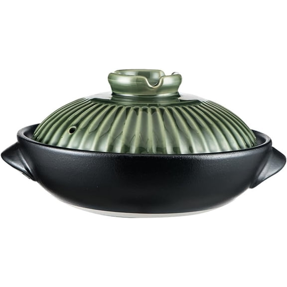Ceramic Casserole Clay Pot Earthen Pot with Lid Heat Resistant Stew Pots Soup Cooking Pots Large Stockpot Earthenware for Dinner Party Cooking Rice Meat Soup,Green,1.5L/1.4Quarts