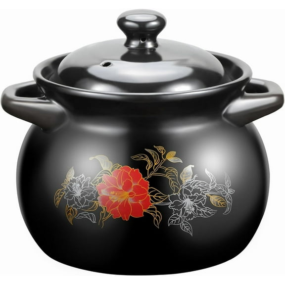 Ceramic Casserole Dish with Lid, 7.5L Stockpot Clay Pot for Cooking Heat Resistant Earthen Pot Soup Pot Stewpot Stovetop Oven Safe Hot Pot Cookware Earthenware Pot