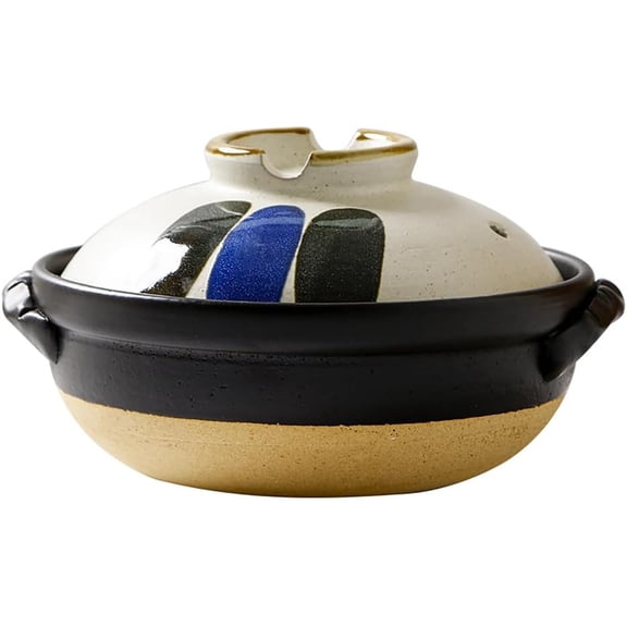 Ceramic Casserole Dish with Lid, Ceramic Earthenware Casserole, Shabu shabu Hot Pot Sukiyaki Ceramic Stew Pot with Handle Round Ceramic Cookware for Stew Steam, Soup Bowl,1700ml