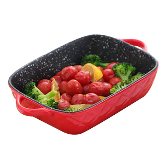 Ceramic Casserole Dish With Handles Red Lasagne Dish, Non Stick Bakeware-650ml
