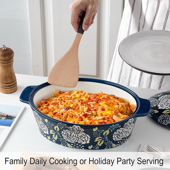 Ceramic Casserole Dish With Lid - Blue