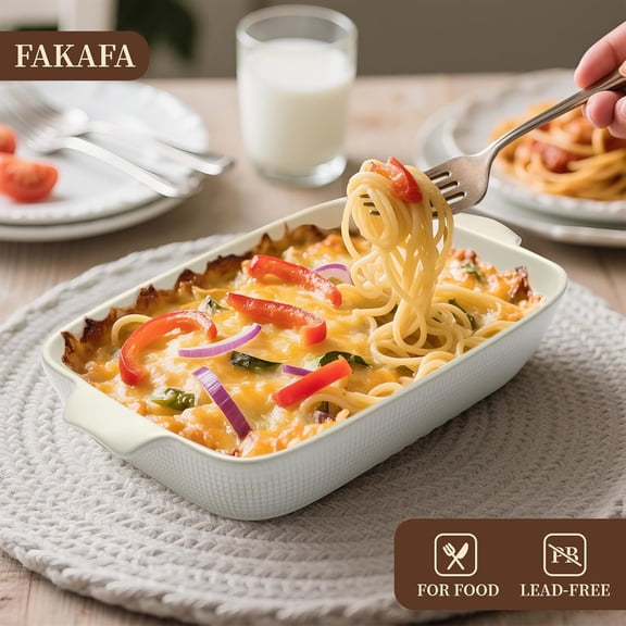 Ceramic Casserole Dishes Set of 3, Stoneware Baking Pans for Oven, Rectangular Lasagna Dish & Bakeware Set (14.7’’/12.4’’/10.3’’)