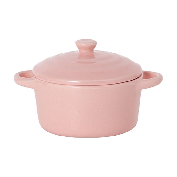 Ceramic Casserole Dishs with Lid Double Handle Design Baking Bowl Oven Microwave Safe Reliable Cookware for Soups and Stews
