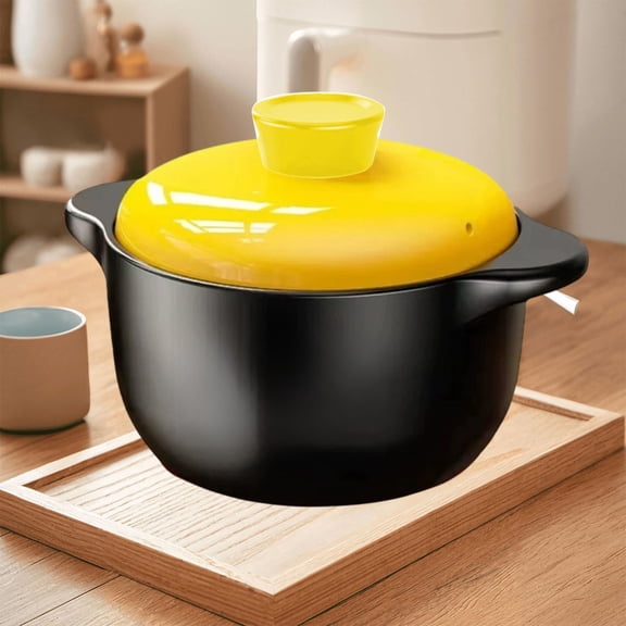 Ceramic Casserole Pot for Soup Slow Cooker - 1300°C High Fired Earthenware Stew Pot for Stovetop Oven Microwave - Non Stick Crack Resistant Cooking Pot for Rice Stews Braising