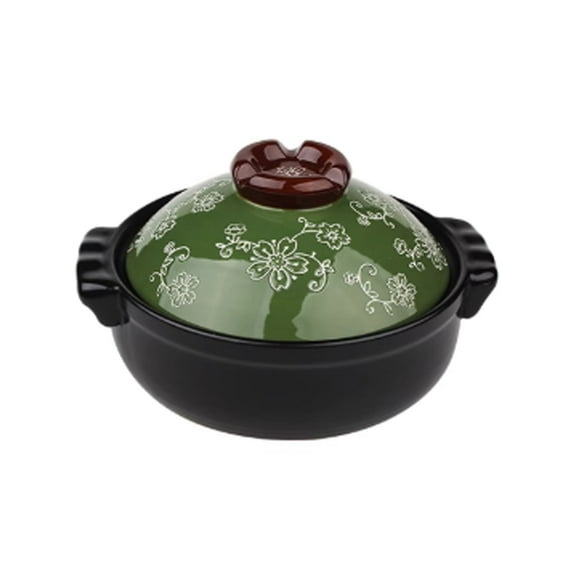 Ceramic Casserole Soup Pot, Japanese Rice Cooker with Lid, Heat Resistant Hot Pot, Slow Stew Round Casserole, Stockpot for Porridge and Soups Stew Soup
