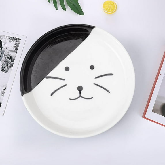 Ceramic Cat Bowl, Elevated Cat Food Bowl, Indoor Raised Cat Bowls, And Water, Easy to Clean And Protect Pet' , Black ,