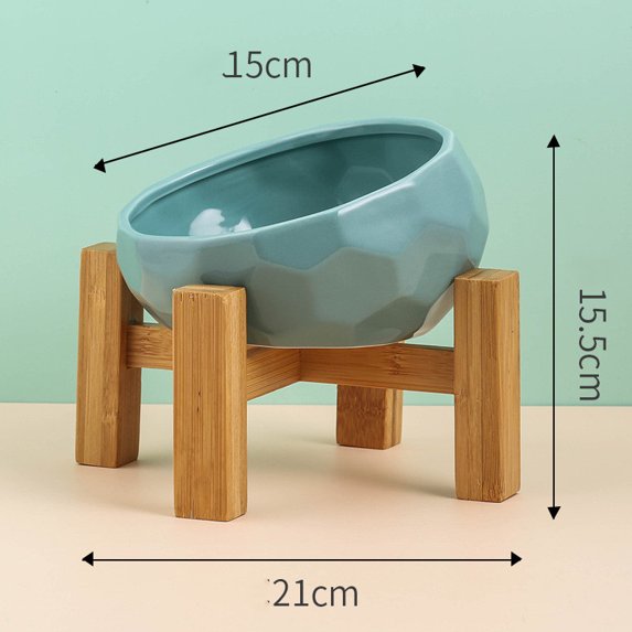 Ceramic Cat Bowl with Slanted Design, Elevated Dog Dish for Neck Comfort & Whisker Relief, Easy-Clean Pet Food Bowl