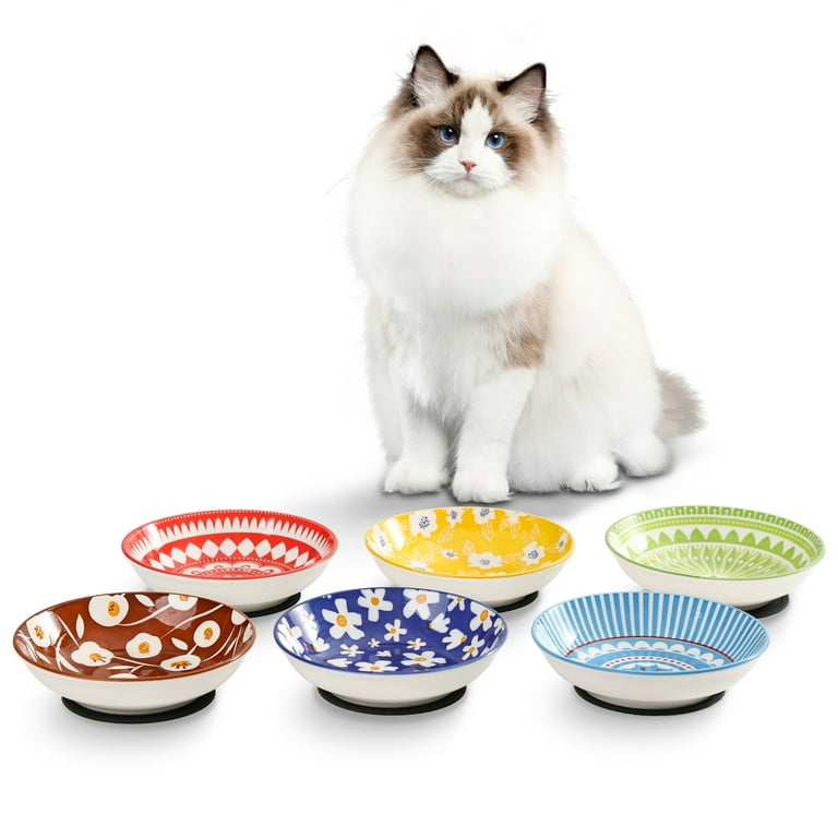 Cat Plates Ceramic S Set (5-Pack) Whisker-Friendly, Wide