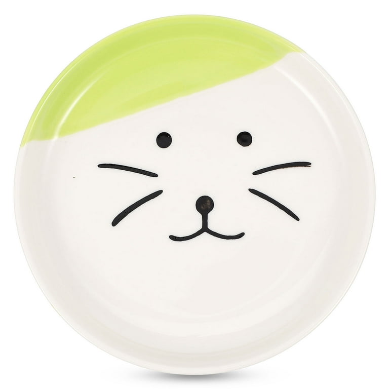 Ceramic Cat Dish Shallow Cat Food Plate Flat Cat Plate Widen Cat Dish Kitten Food Bowl